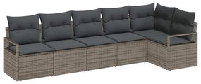 Kerti Kanapé Szett 6 pcs Szürke Poli rattan, porfestett acél