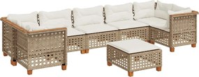 vidaXL 8 részes bézs polyrattan kerti ülőgarnitúra párnával