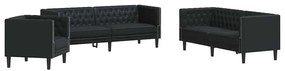 Kanapé Szett 3 pcs Fekete 194 x 74.5 x 70.5 cm Műbőr