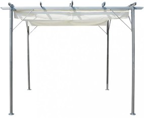 fehér-krémszínű acélpergola behúzható tetővel 3 x 3 m