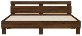 barna tölgy színű ágykeret fejtámlával és LED-del 180 x 200 cm