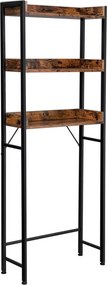 Mosógép feletti tárolószekrény, fürdőszoba szekrény, rusztikus barna 63x25x165cm