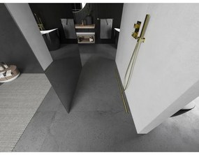 Mexen Kioto, Walk-In zuhany paraván 120 x 200 cm, 8 mm tükörmintás üveg, arany matt profil, 800-120-002-55-50