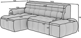 Szürke kinyitható sarokkanapé (bal oldali-heverő résszel) Ceedro – ELTAP
