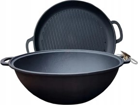Öntöttvas bogrács 8 l Wok üzbég fedővel-grill 34 cm