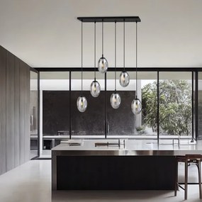 Csillár zsinóron ASTRAL 6xE14/10W/230V fekete/füstös