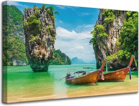 Vászonkép Csónakok a parton Víz Tájkép 80x50 cm