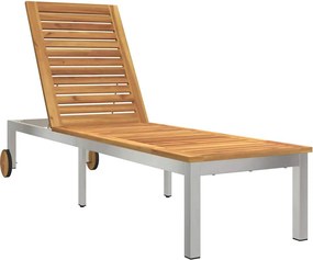vidaXL Napozó Olaj Természetes 205 x 53 x 100 cm Tömör Akácfa