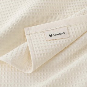 Goldea karácsonyi hímzett waffle konyharuha - krémalapú mézeskalács 50 x 70 cm