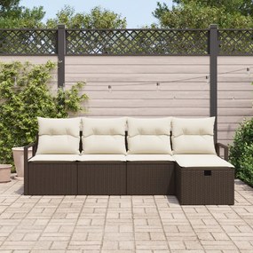 Kerti Kanapé Szett 5 pcs Barna és krémszínű 230 x 117 x 85 cm