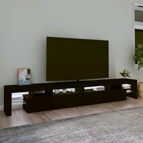 fekete TV-szekrény LED-világítással 260x36,5x40 cm