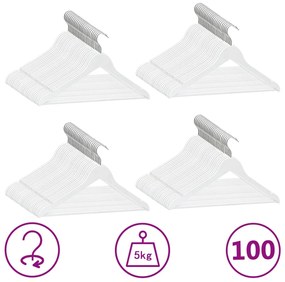 100 db fehér csúszásmentes keményfa ruhaakasztó