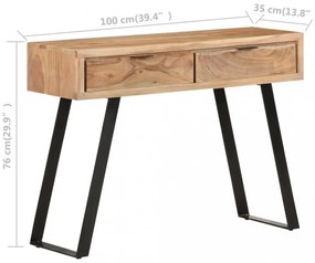 természetes szélű tömör akácfa tálalóasztal 100 x 35 x 76 cm