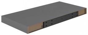 2 db magasfényű szürke MDF lebegő fali polc 50 x 23 x 3,8 cm
