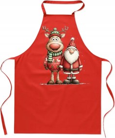 Konyhai kötény Karácsonyi Mikulás Nagy rénszarvas és Mikulás