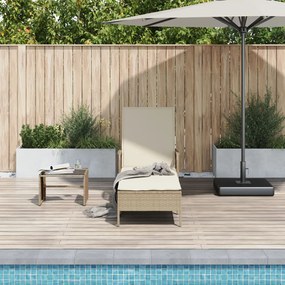 Napozóágy Bézs és krém színű PE Rattan 157 x 55 x 92 cm