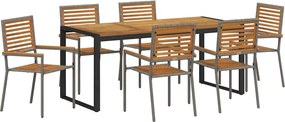 vidaXL Kert étkező szett 7 pcs Szürke és Barna polirattan