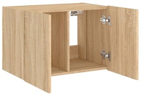 sonoma tölgy színű fali TV-szekrény LED-ekkel 60x35x41 cm