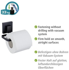 Fekete öntapadós rozsdamentes acél WC-papír tartó Quadro – Wenko