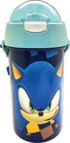 Sonic a sündisznó Speed Blue műanyag szívószálas kulacs akasztóval 500 ml