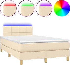vidaXL krémszínű szövet rugós és LED-es ágy matraccal 120 x 200 cm