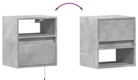 2 db betonszürke fali TV-szekrény LED-del 41 x 31 x 45 cm