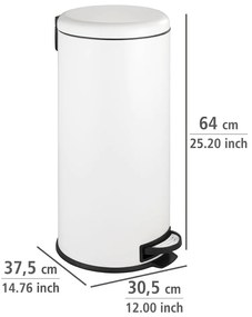 Fehér acél pedálos szemetes 30 l Leman – Wenko