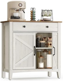 Tálalószekrény magasságban állítható polccal, 40 x 80 x 80 cm, fehér és mézbarna