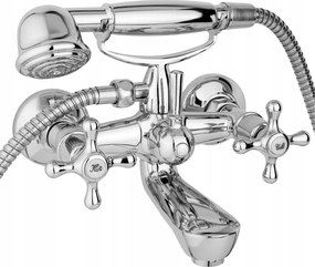 Kádtöltő Csaptelep Fali Zuhany Csaptelep Fejhallgató Retro Króm Tömlő Szett