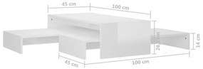 fehér szerelt rakásolható dohányzóasztalszett 100x100x26,5 cm
