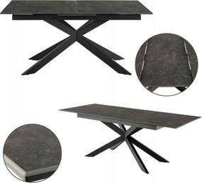 Összecsukható Étkezőasztal fekete 210/168x90 cm 8 személyes Kerámia Széles