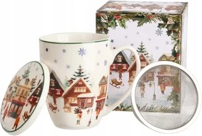 Karácsonyi bögre befőzővel 360ml Téli Karácsonyi Falu Duo