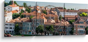 Kép - Légi felvétel a városra (órával) (90x30 cm)