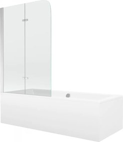 Mexen Cube 180 x 80 cm-es, burkolattal és 2 szárnyú, 100 cm-es paravánnal ellátott téglalap alakú kád, átlátszó,