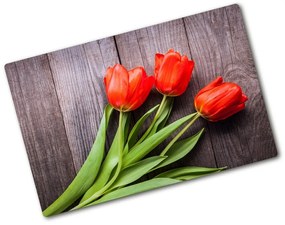 Üveg vágódeszka Piros tulipánok pl-ko-80x52-f-137777387
