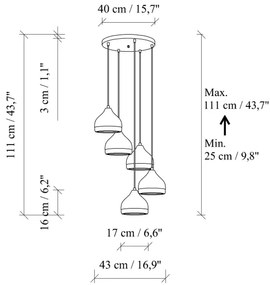 Zsinóros csillár YILDO 5xE27/40W/230V fekete/arany