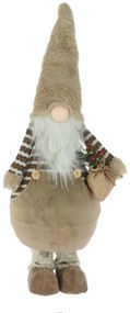Boy Gnome w bag Fénydekoráció, 18x21x61 cm, plüss, barna/fehér