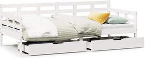 vidaXL fehér tömör fenyőfa kanapéágy fiókokkal 90 x 200 cm