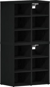 vidaXL Cipőszekrény 2 pcs Fekete tölgy 52 x 30 x 50,5 cm Faanyag