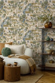 Holden Decor Wanderlust Monteroso bézs-kék mediterrán vlies tapéta – 92021