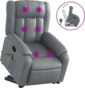 vidaXL szürke műbőr dönthető masszázs- és állófotel