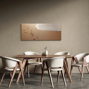 Kép - nyomok a homokban és a tenger (120x50 cm)
