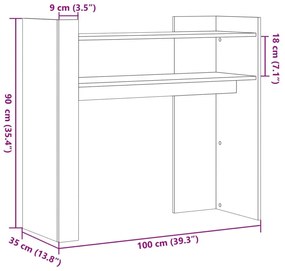 füstös tölgy színű szerelt fa tálalóasztal 100x35x90 cm