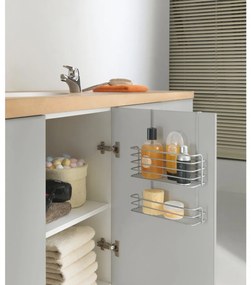 Dupla akasztós polc fürdőszobához/konyhához Oasis, Metaltex, 26x12x36 cm, fém / polytherm bevonat, ezüst