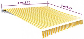 sárga-fehér vászon napellenző tető 4 x 3 m (a váz nem tartozék)
