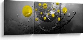 Kép- sárga absztrakt gömbök (órával) (90x30 cm)