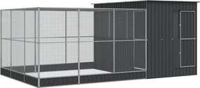 vidaXL ezüstszínű acél madárház bővítménnyel 497 x 303 x 216 cm