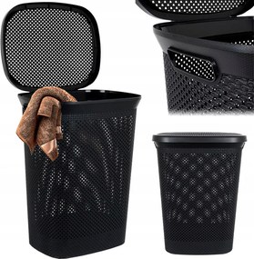Fürdőszobai Szennyestartó Kosár műanyag fekete 60L