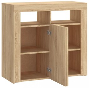 sonoma tölgy színű tálalószekrény LED-világítással 80x35x75 cm