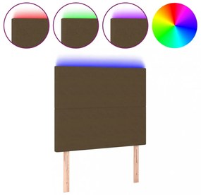 sötétbarna szövet LED-es fejtámla 80x5x118/128 cm
